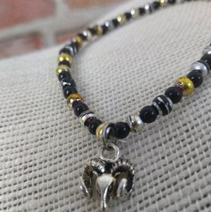 Ram head Aries beaded bracelet